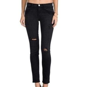 Current Elliott The Ankle Skinny Jeans in Overdye Black Destory Womens sz 28
